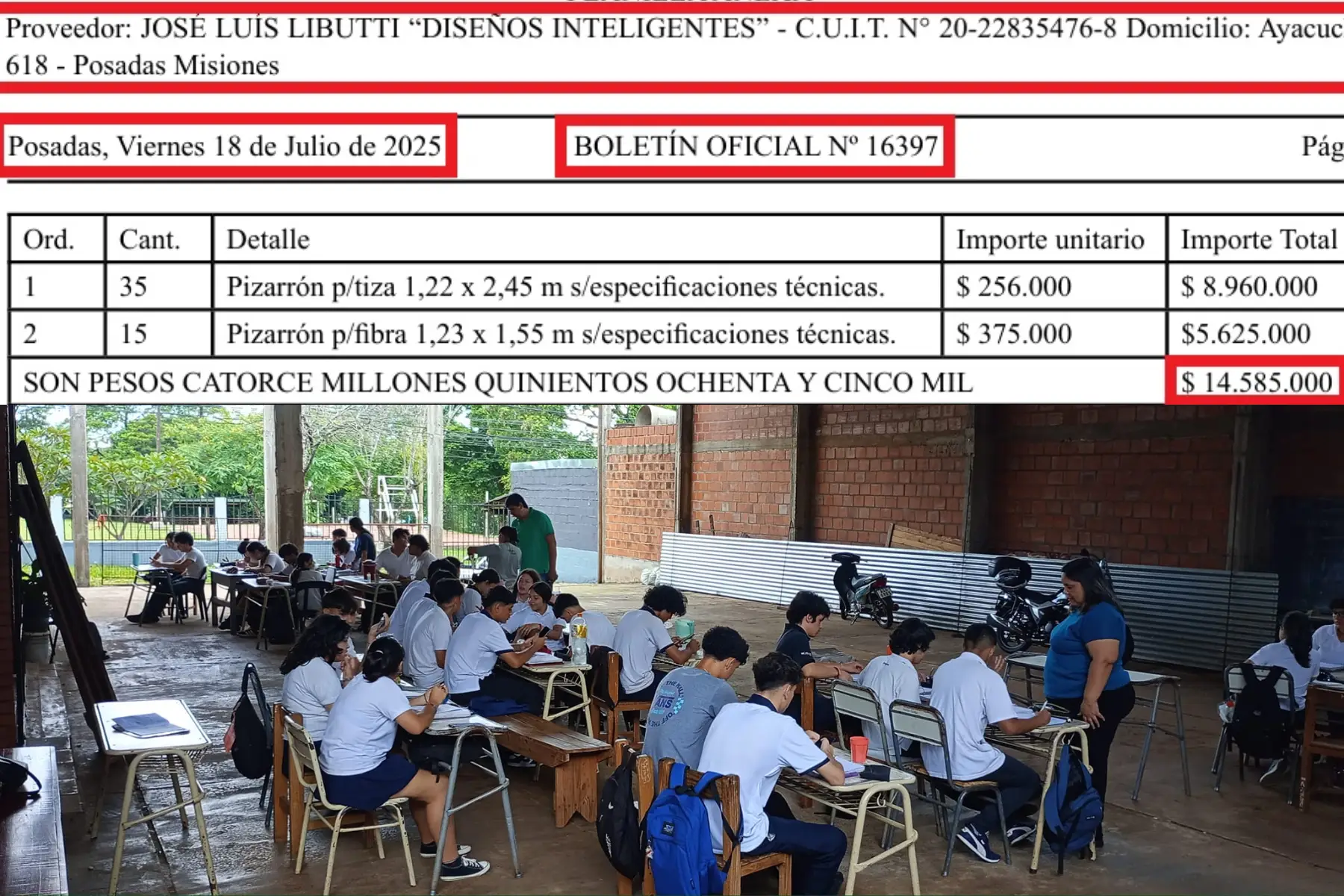 Directora de la CEP 26: “Hay plata para pizarrones y no para la escuela”
