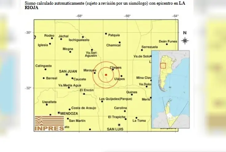 La Rioja: se registró un sismo de 5 grados de magnitud