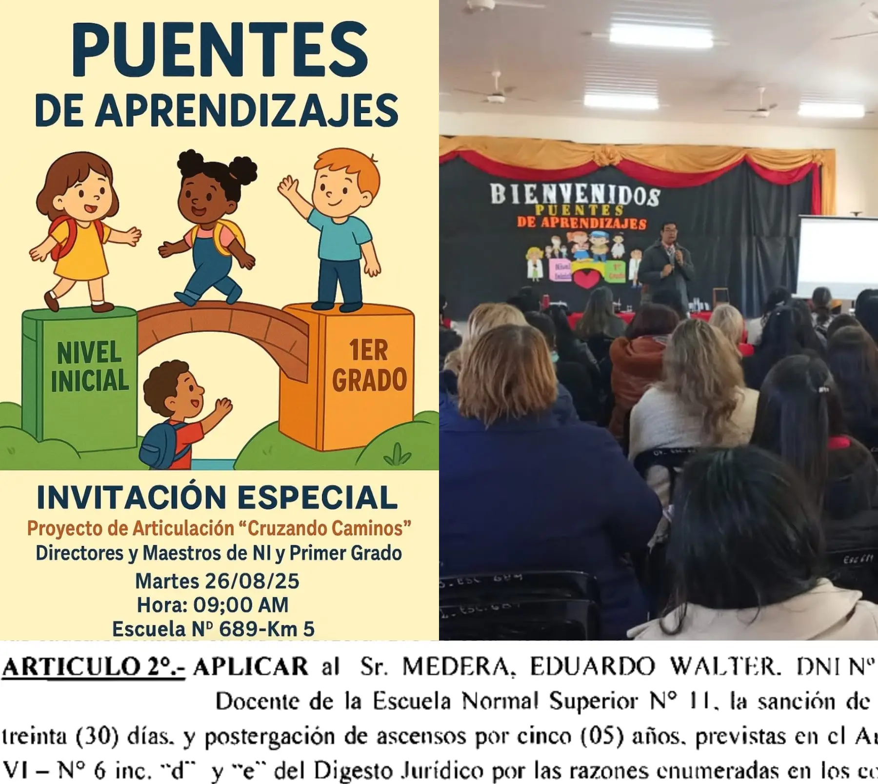 El CGE lo sancionó y suspendió por el cobro ilegal de capacitaciones en 2021, pero este martes habría “disertado” en jornadas educativas