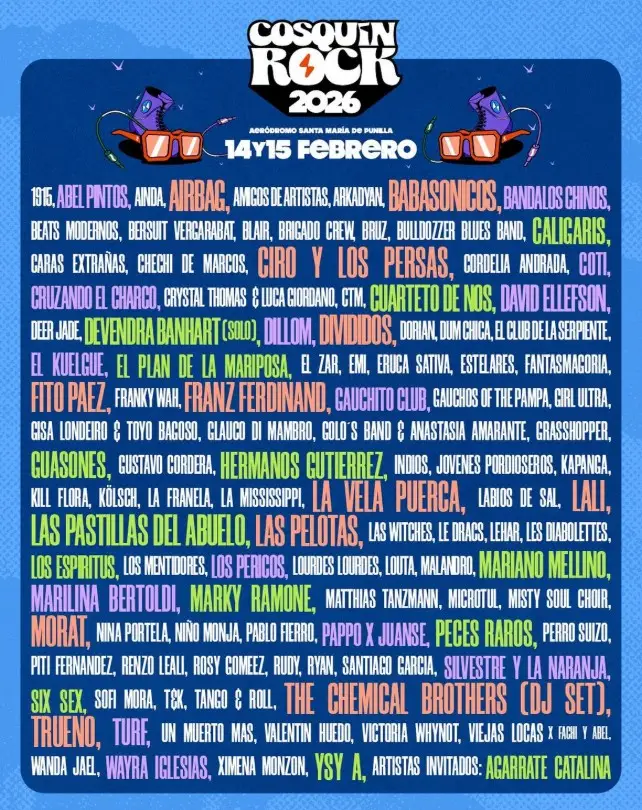 Cosquín Rock 2026: se confirmó la grilla completa con más de 100 artistas