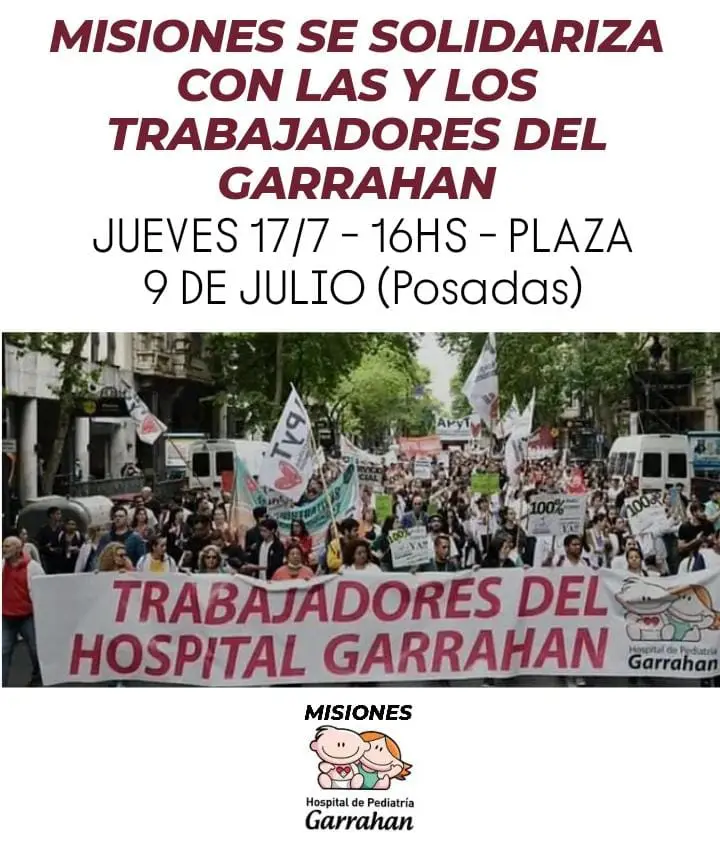 Posadas: Convocan a una movilización en defensa del Garrahan