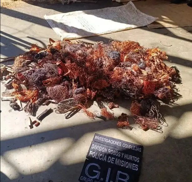Robo de cables en Posadas: desarticulan una banda y secuestran más de 500 kilos de cobre